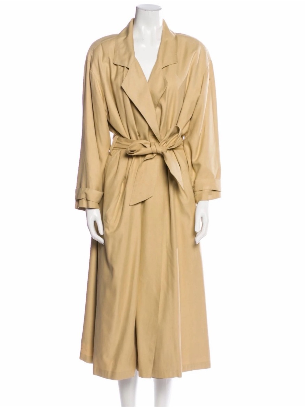 J. Peterman Light Beige Trench Coat 100% Silk excellent condition